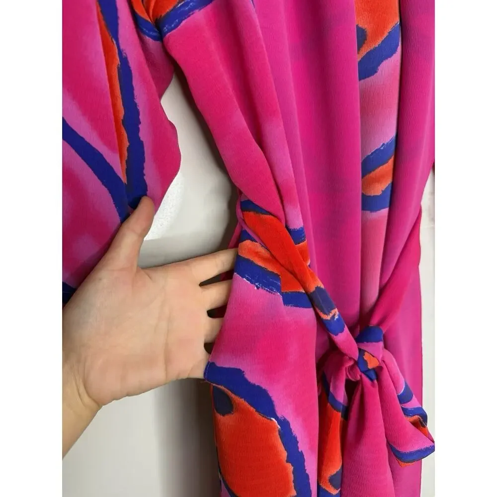 VTG Gold Label Victorias Secret Robe kimono Maxi Long Hooded RARE Colorful M/L